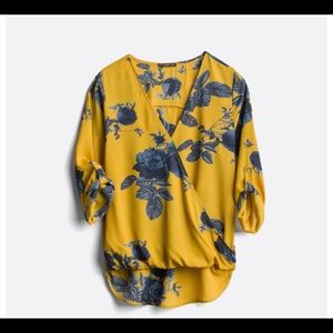 West Kei Allan surplice rolltab high low blouse XL